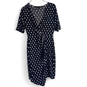 Banana Republic‎ Black & White Polka Dot Wrap Dress Size XS